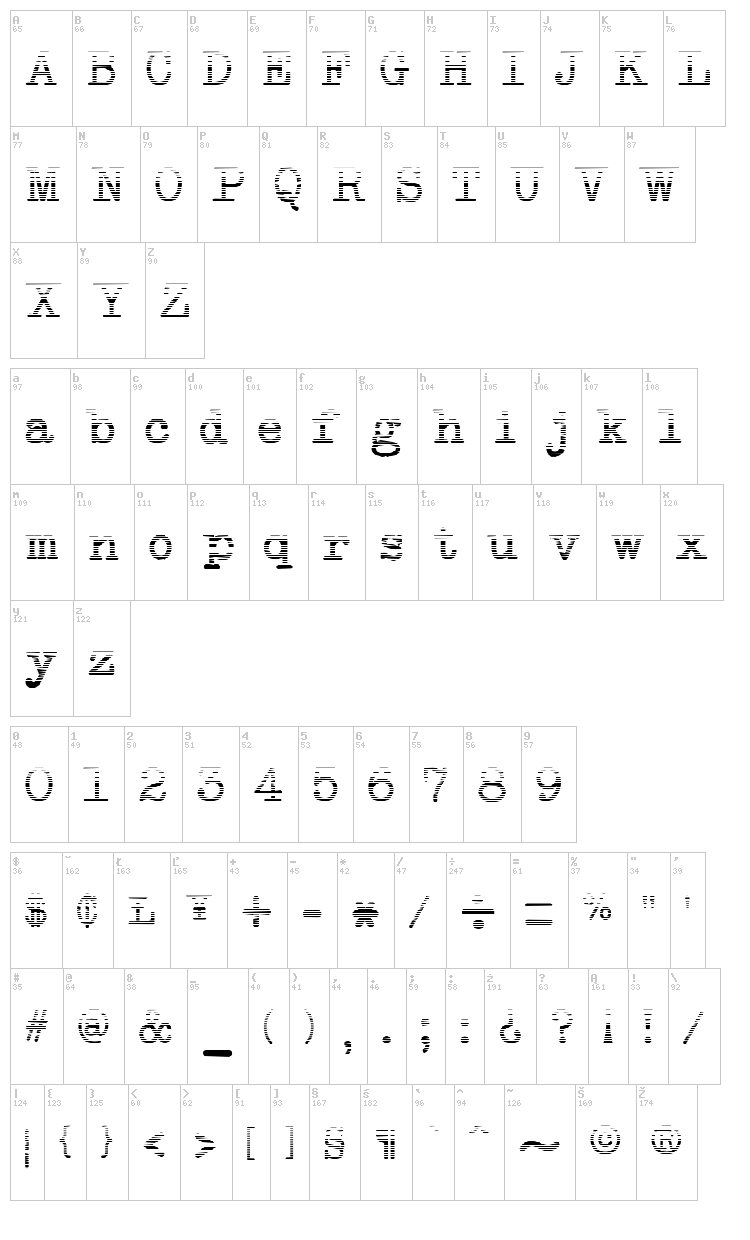 NeoBulletin font map